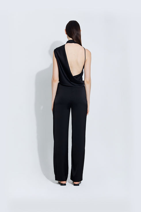 Gabrielle Satin Top in Black
